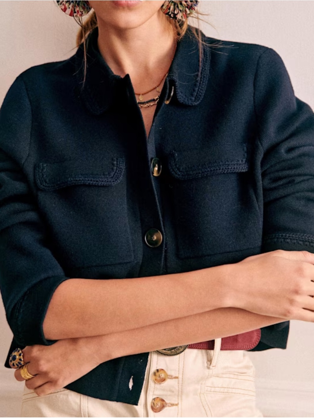 Sezane BETTY CARDIGAN S Navy - Picture 4 of 8